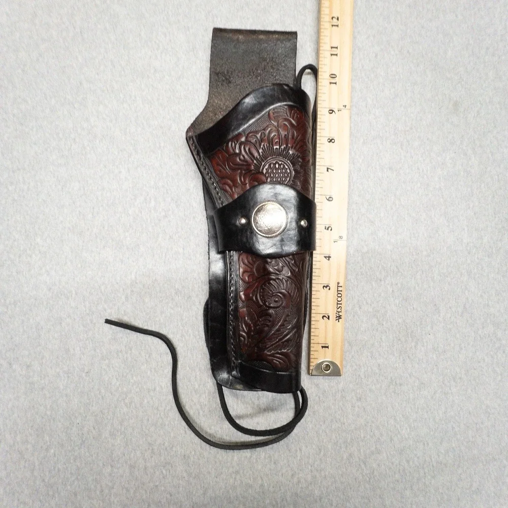 Unbranded Western‎ Drop Hand Tooled Leather Holster Floral Cowboy Saddle Strap